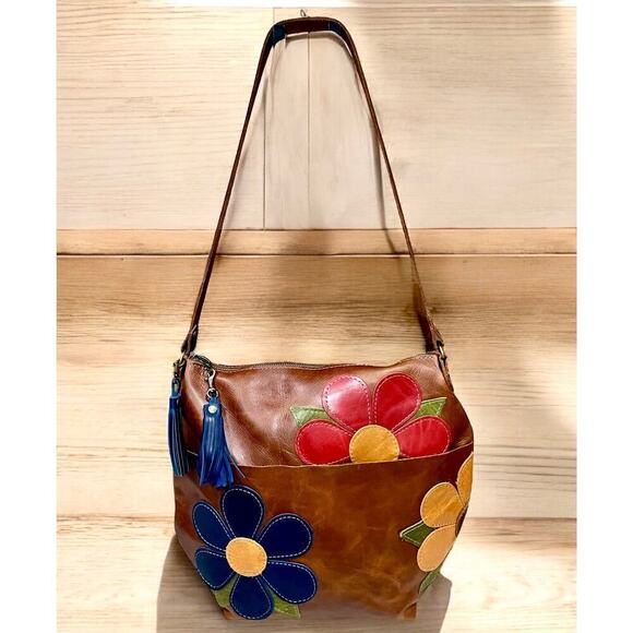 New With Out Tags In Blue Handmade Marie Leather Curved Boho Bag - Picture 1 of 11